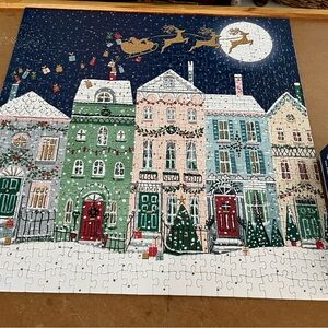 Galison 500 piece Festive Holiday Puzzle with Santa and Reindeer